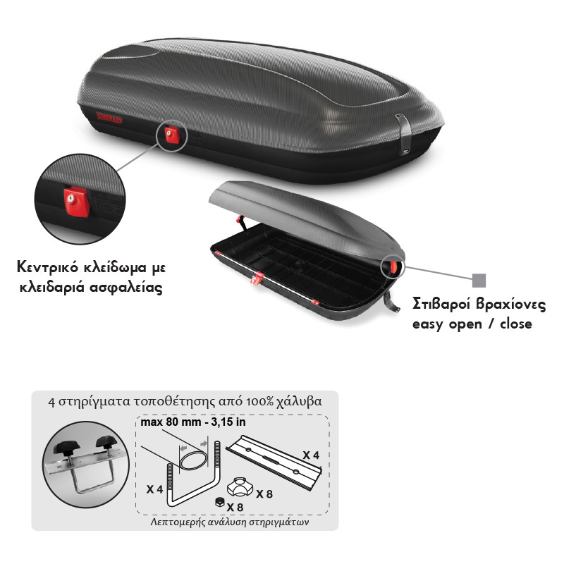 Μπαγκαζιέρα Οροφής Αυτοκινήτου 320 Lt