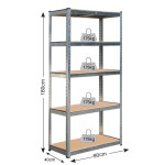 Μεταλλική Ραφιέρα γαλβανιζέ με 5 ξύλινα ράφια 610410