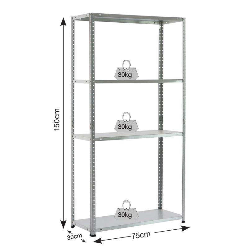 Μεταλλική Ραφιέρα γαλβανιζέ με 4 ράφια