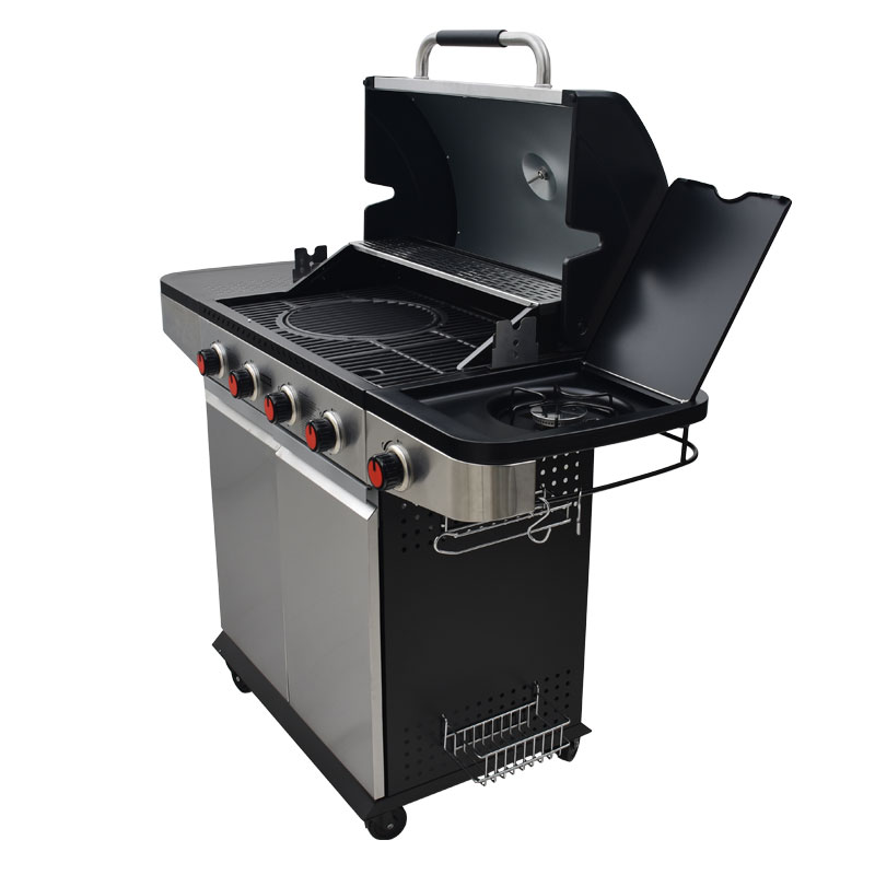 Ψησταριά υγραερίου INOX BBQ premium line - 4 εστίες και 1 πλαϊνό μάτι