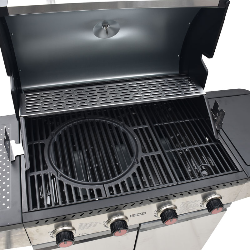 Ψησταριά υγραερίου INOX BBQ premium line - 4 εστίες και 1 πλαϊνό μάτι