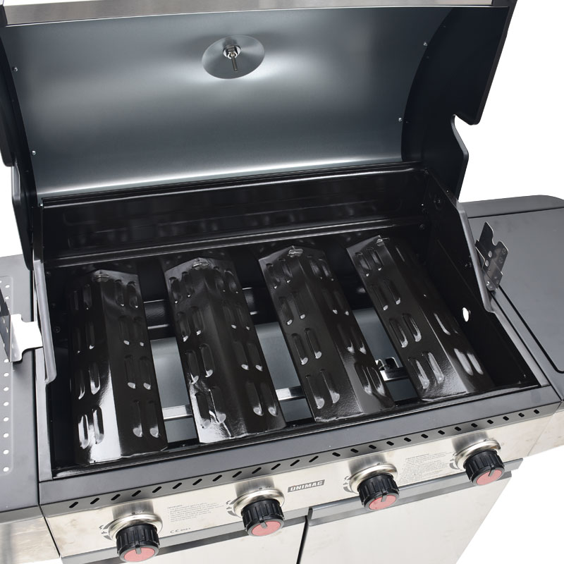 Ψησταριά υγραερίου INOX BBQ premium line - 4 εστίες και 1 πλαϊνό μάτι