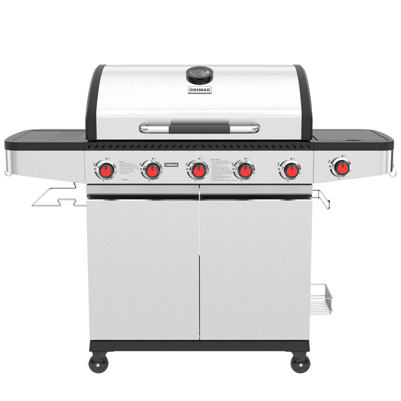 Ψησταριά υγραερίου INOX BBQ premium line - 5 εστίες και 1 πλαϊνό μάτι